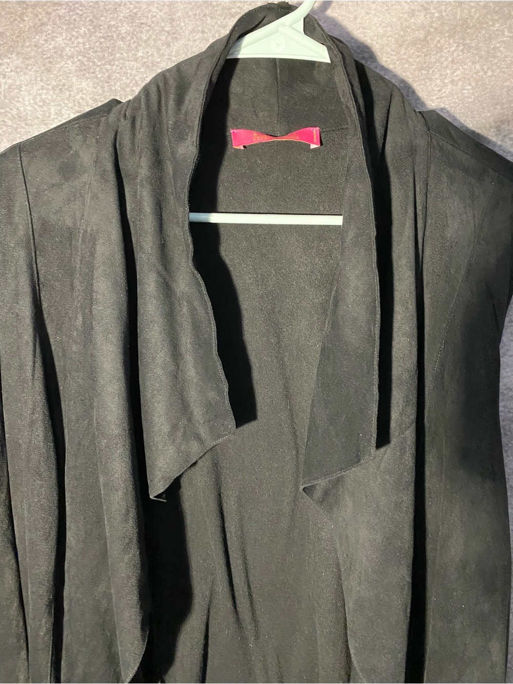 Catherine Malandrino Black Faux Leather Open Front Draped Jacket Size 2X - Picture 2 of 9